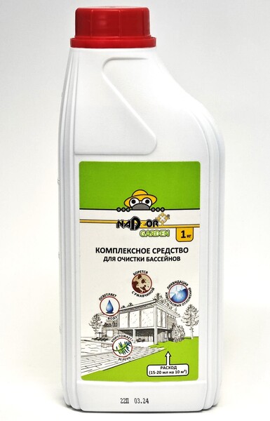 Ср-во д/очистки бассейнов Garden (жидкий концентрат) 1л Nadzor Garden