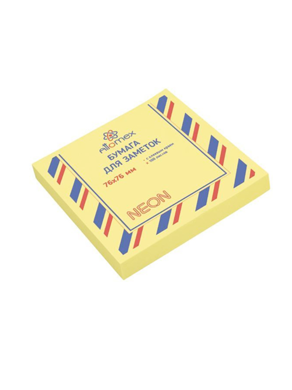 Бумага д/заметок самокл 76*76* 100л  Attomex 2010003 жёлтый