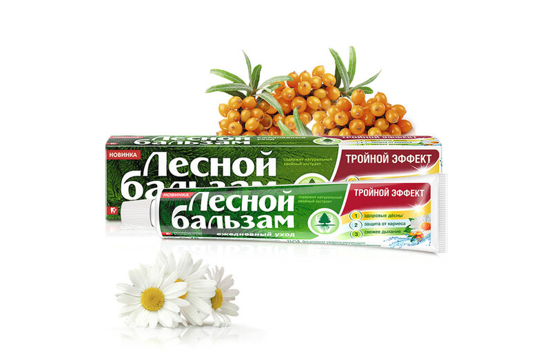Зуб паста Лесной бальзам 75 мл Тройной Эфект (Ромашка и облепиха)