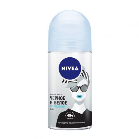 НИВЕЯ рол жен. 50мл. ЭКСТРА Невидимая Защита на чёрн и бел