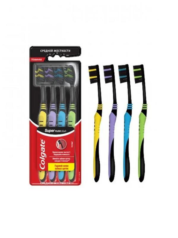 Колгейт Зуб Щетка Super Flexi ДРЕВЕСНЫЙ УГОЛЬ средняя 