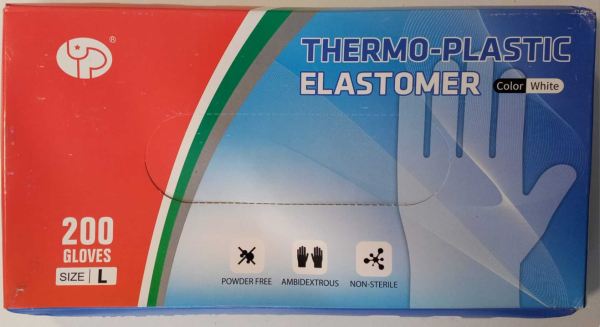 Перчатки ТРЕ термо-пластик эластомер, размер L (1/100 пар)