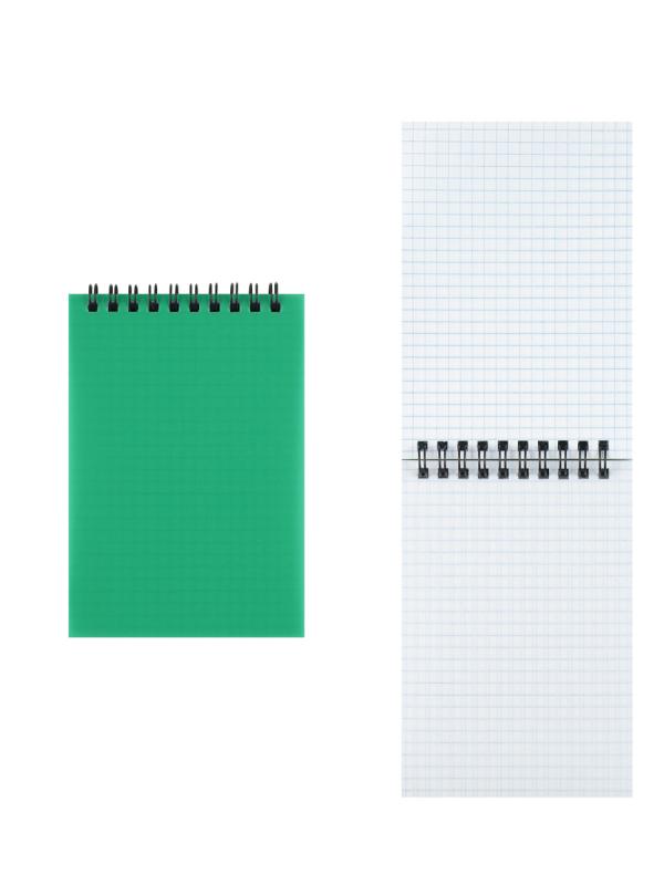 Блокнот А6 (97*141) 80л клетка дв спир обл пласт KLERK 253492 зеленый
