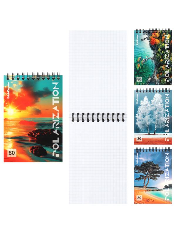 Блокнот А6 (100*145) 80л клетка дв спир обл мягк карт жест подлож Erich Krause MIX-PACK Polarization