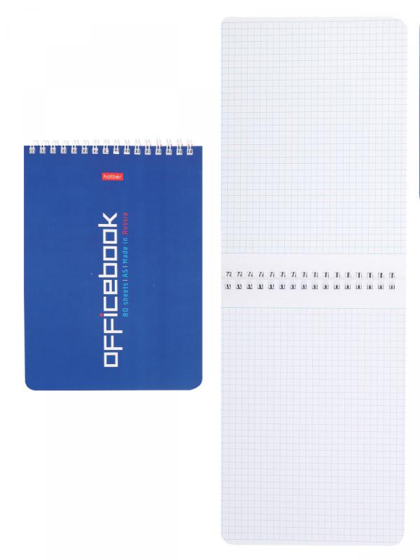 Блокнот А5 (145*205) 80л клетка дв спир обл мягк карт Hatber Office Book перф жест подлож глянц лам 