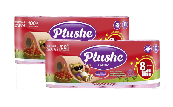 Плюше Туал бум Классик 8 рул 2сл Клубника 18м