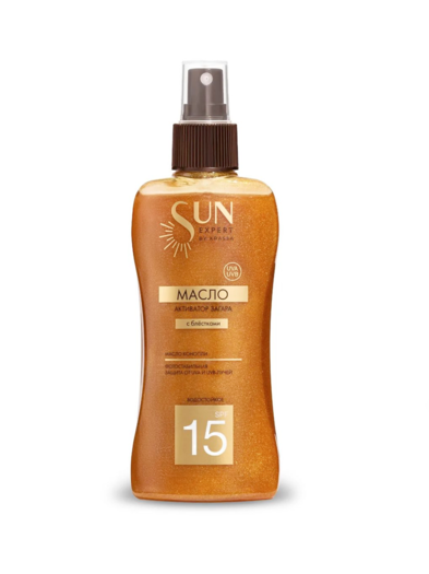 Масло-Активатор загара SUN EXPERT SPF 15 с блестками, 180 мл
