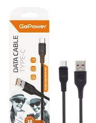 Кабель GoPower GP01T USB (m)-Type-C (m) 1.0м 2.4A ПВХ черный (1/800)