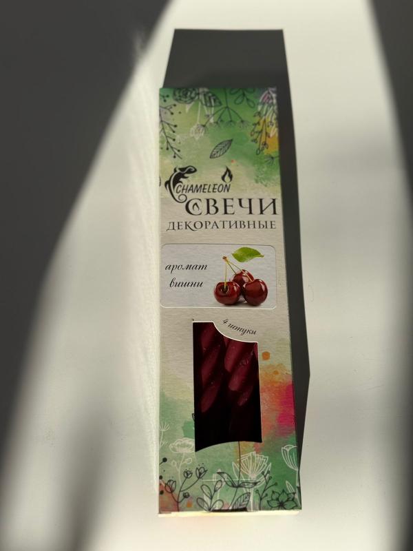 Свеча витая ароматизированная (4 шт. в упаковке) ВИШНЯ /30