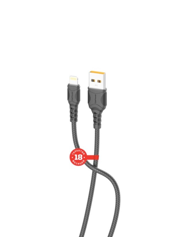 Кабель GoPower GP06L USB (m)-Lightning (m) 1.0м 2.4A ПВХ черный (1/200/800)