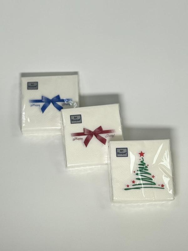 Салф бумаж декоративные ArtBouquet 20*20 2сл 30л Новый год АССОРТИ (26уп/пак)