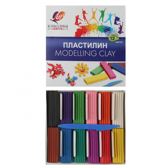 Пластилин 12цв 240гр Луч Классика со стеком