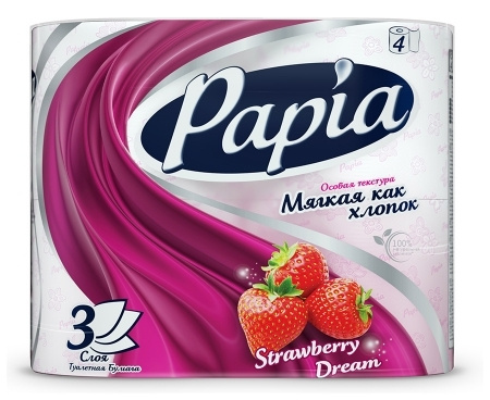 Папия Туал бум 3х-сл. Клубничная мечта 4шт 