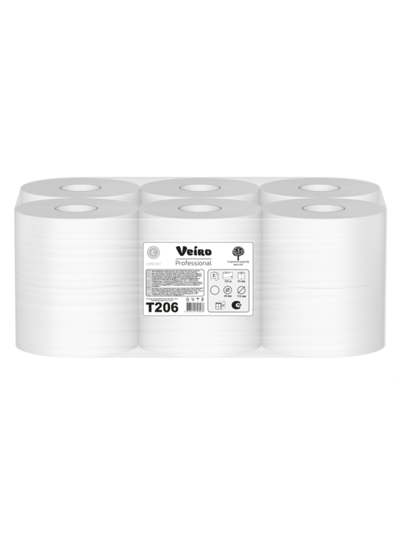 Туалетная бумага 2-сл Veiro Professional Comfort T206 (1пак=12рул) 125м