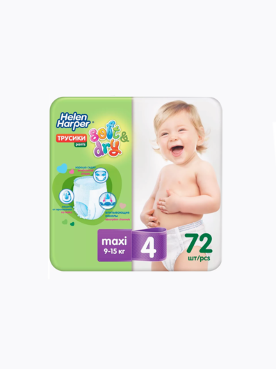 Трусики-подгузники Хелен Харпер Soft & Dry (MAXI) №4/72 шт