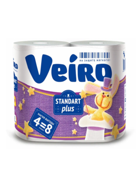 Веиро Туалетная бумага 2-х сл. 4 шт 30м Стандарт Плюс белая (15)