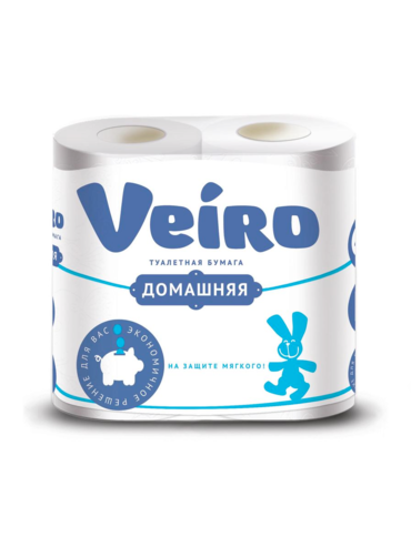 Веиро Туалетная бумага 2-х сл. 4 шт Домашняя Белая (12)