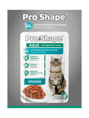 Корм Про Шейп д/кошек привередливых в питании с Кроликом в соусе 75 гр (пауч)