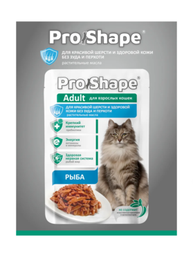Корм Про Шейп д/красивой шерсти и здоровой кожи с рыбой в соусе 75 гр (пауч)