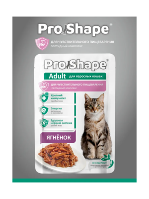 Корм Про Шейп д/кошек с чувств пищеварением с Ягнёнком в соусе 75 гр (пауч)