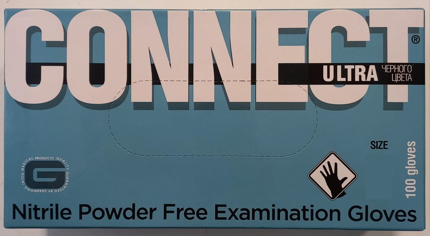 Перчатки CONNECT ULTRA смотр нестер нитрил чёрн L (50 пар)