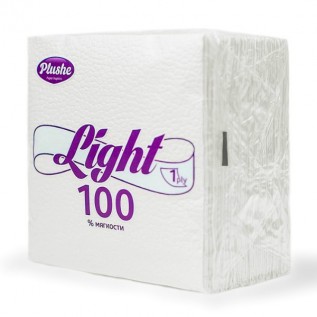 Плюше Салфетка бумажная лайт 90л 22,5*22,5 1-сл белое сплошн (15шт)