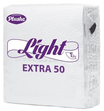 Плюше Салфетка бумажная лайт Экстра 50 40л 22,5*22,5 1-сл бел пастель