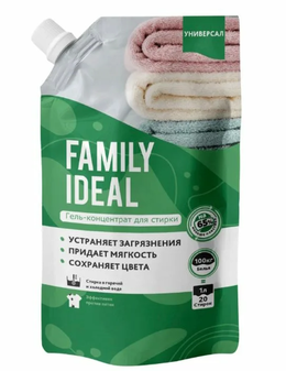 Гель-концентрат д/стирки Family Ideal 1 л дой-пак универсал