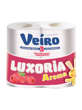 Веиро Туалетная бумага люкс 3-х сл. 4 шт МАЛИНА