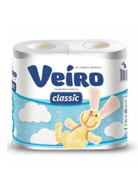 Веиро Туалетная бумага 2-х сл. 4 шт Классик Белая